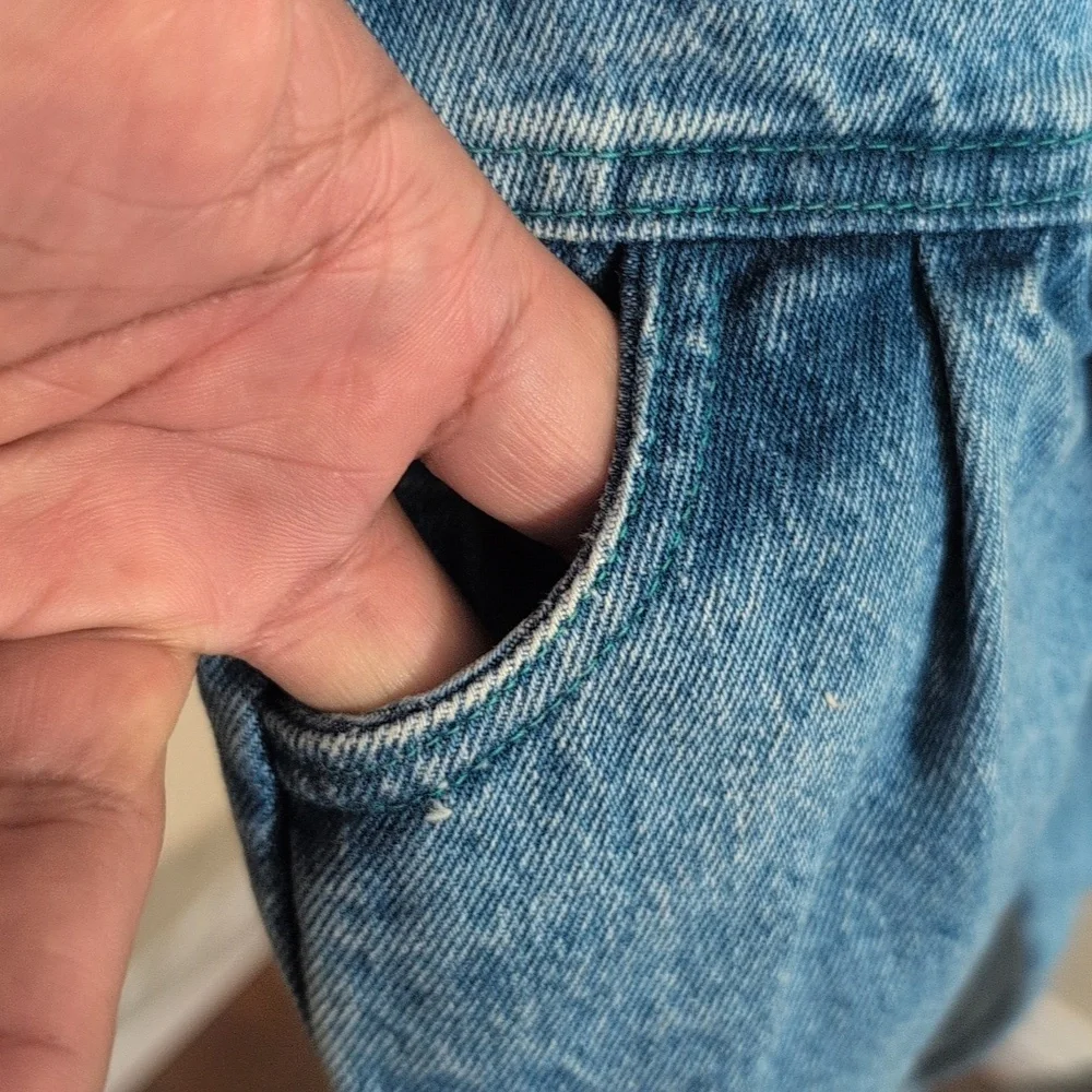 Vintage Denim Overalls With 4 colorful Patches - Picture 7 of 12